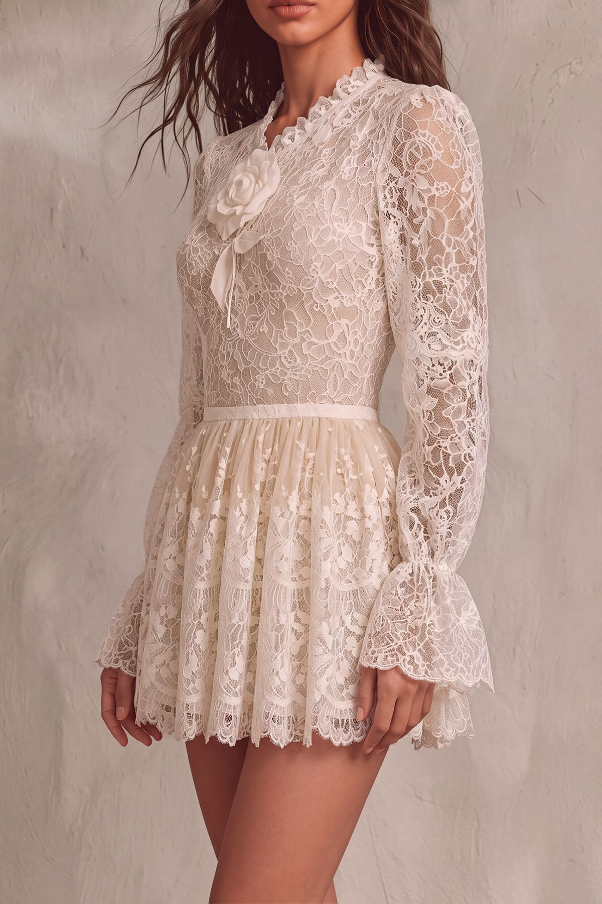 Celeste Flower Lace Ruffled Skirts Set