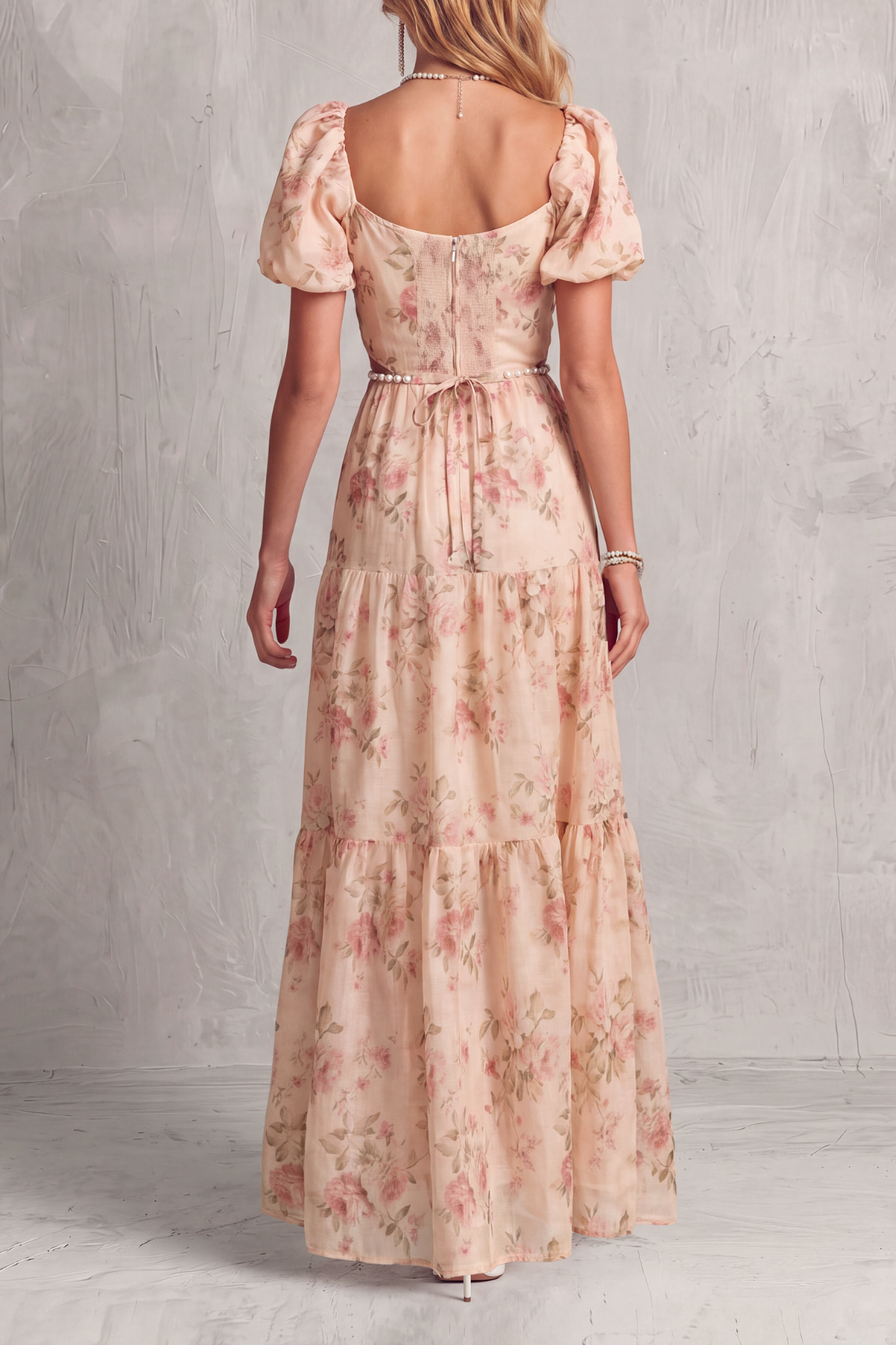 Celine Floral Cutout Bead Maxi Dress