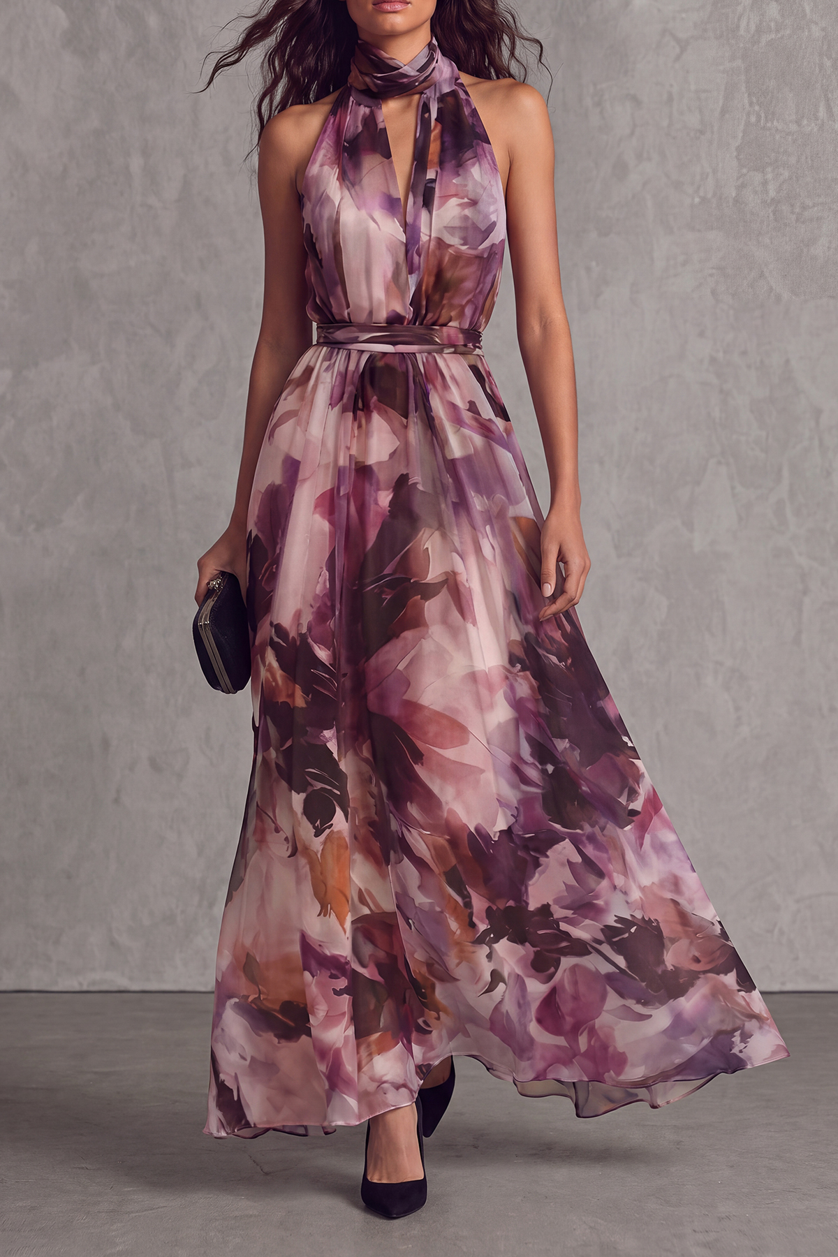Cevorin High Neck Cutout Maxi Dress