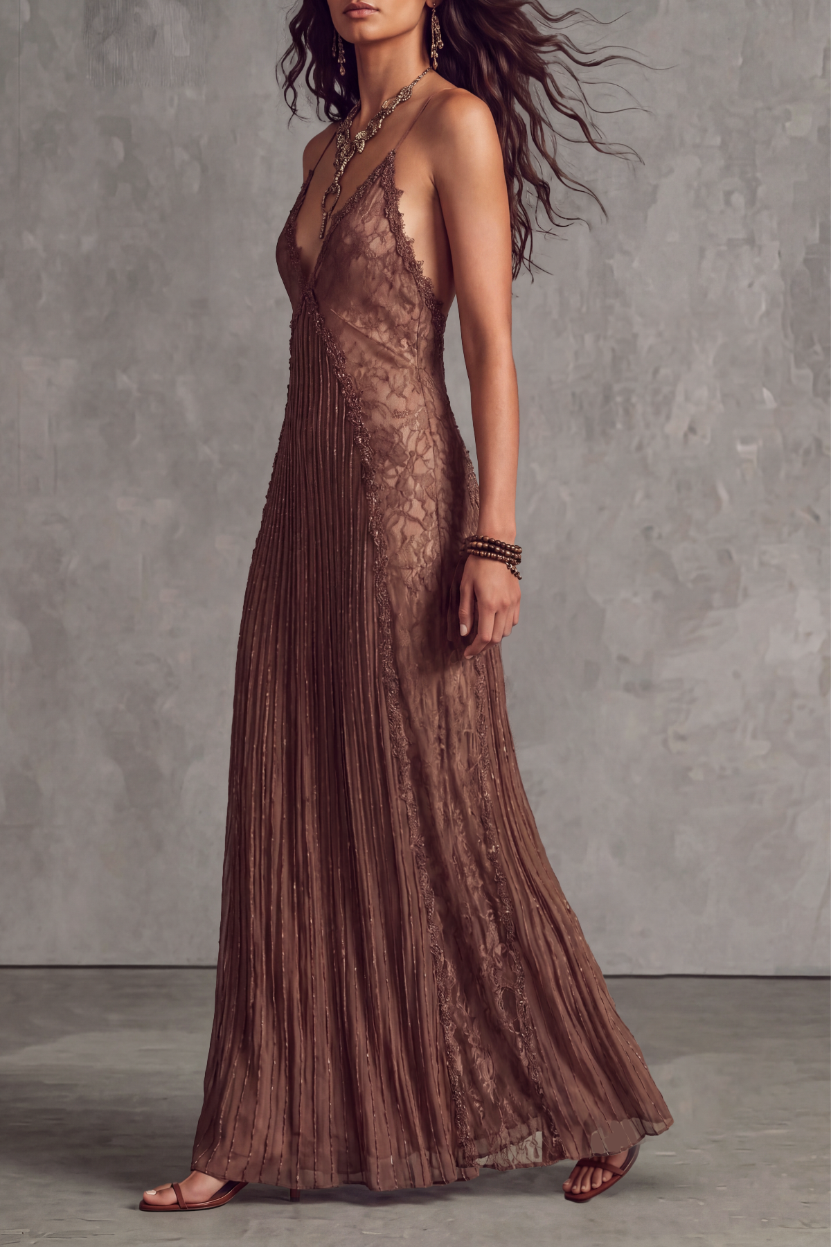 Chloe Spaghetti Strap Lace Maxi Dress