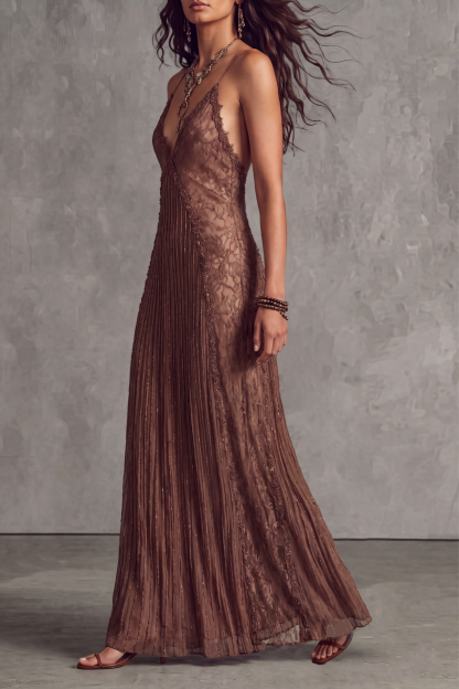 Chloe Spaghetti Strap Lace Maxi Dress