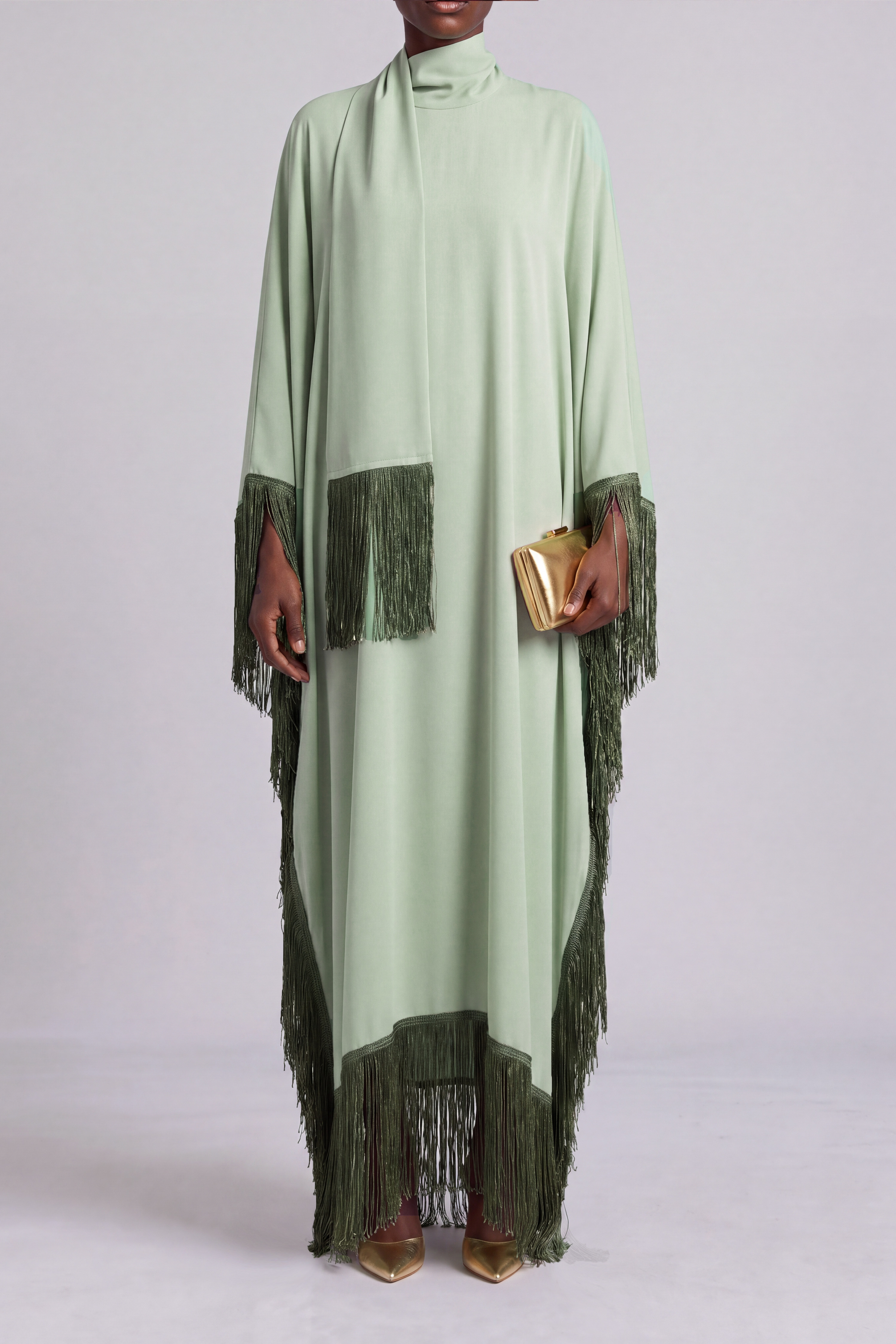 Christina High Neck Fringe Maxi Dress