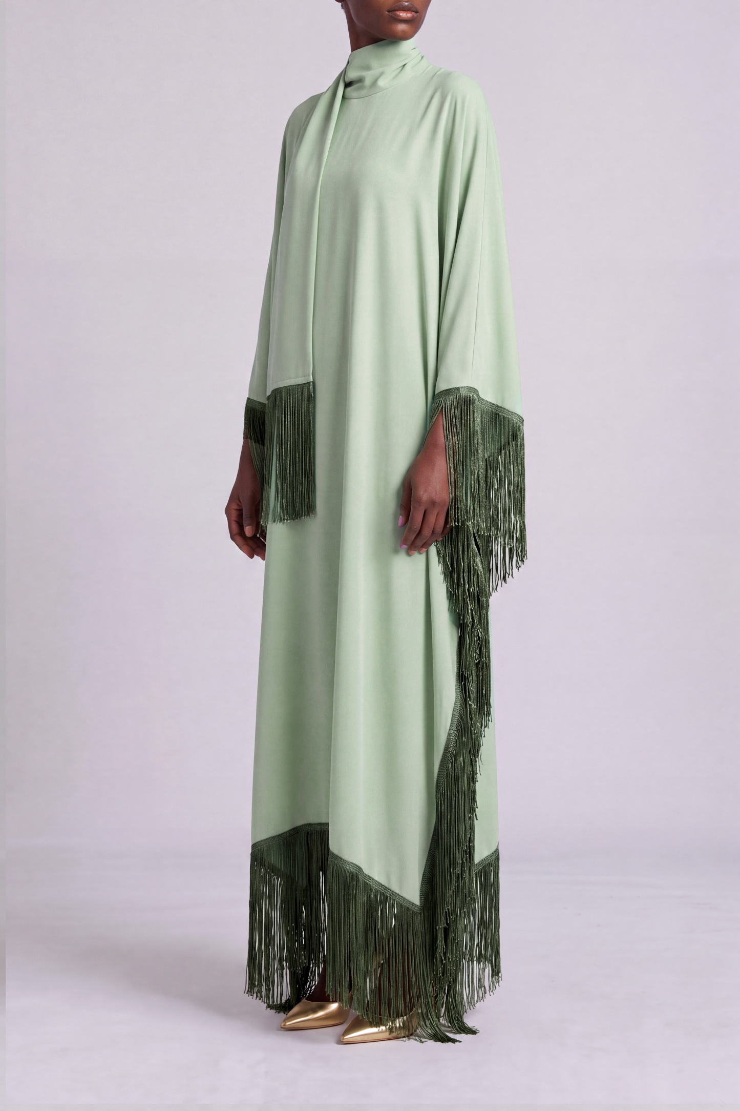 Christina High Neck Fringe Maxi Dress