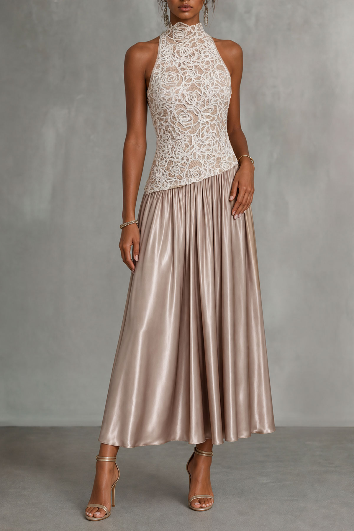 Ciara High Neck Sequin Midi Dress