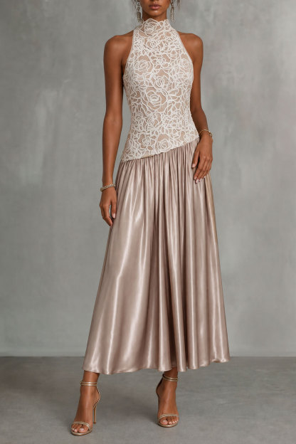 Ciara High Neck Sequin Midi Dress