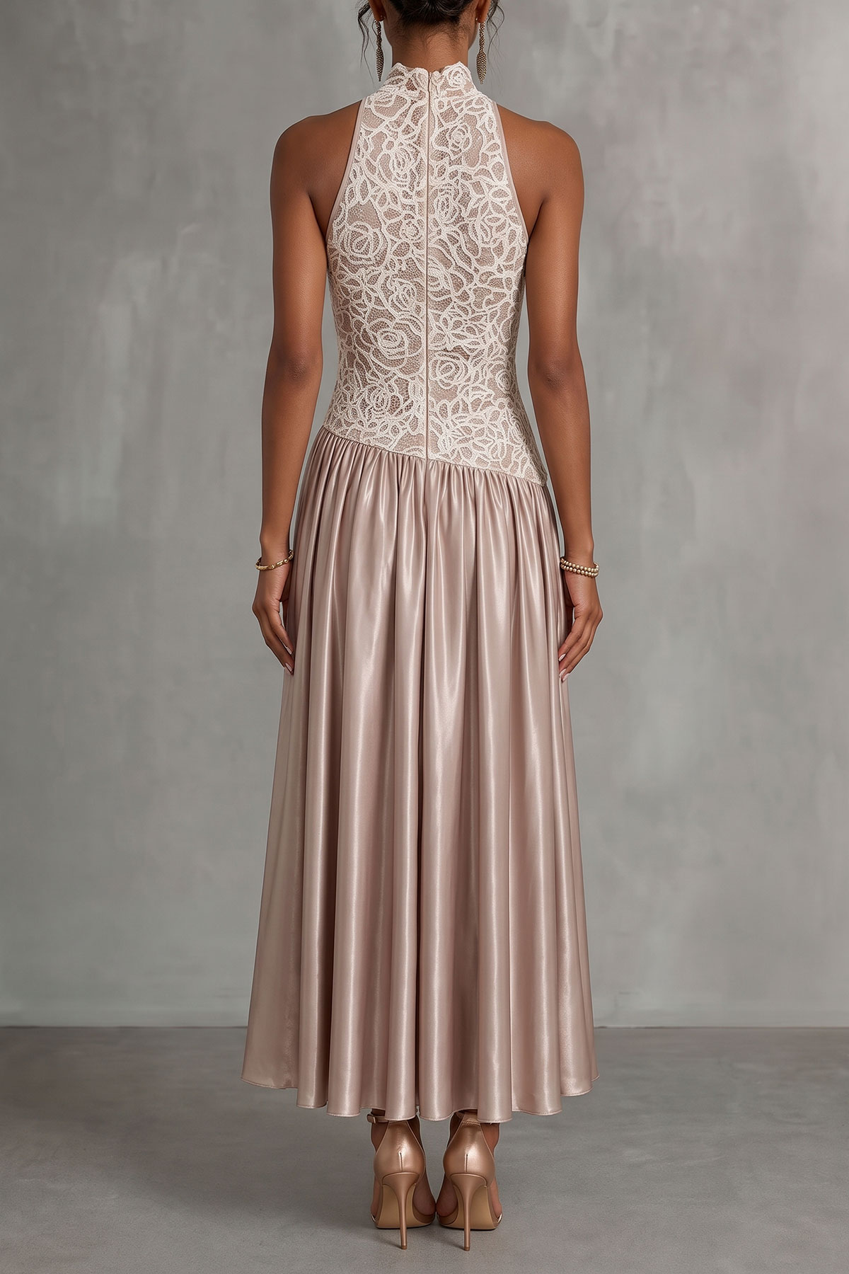 Ciara High Neck Sequin Midi Dress