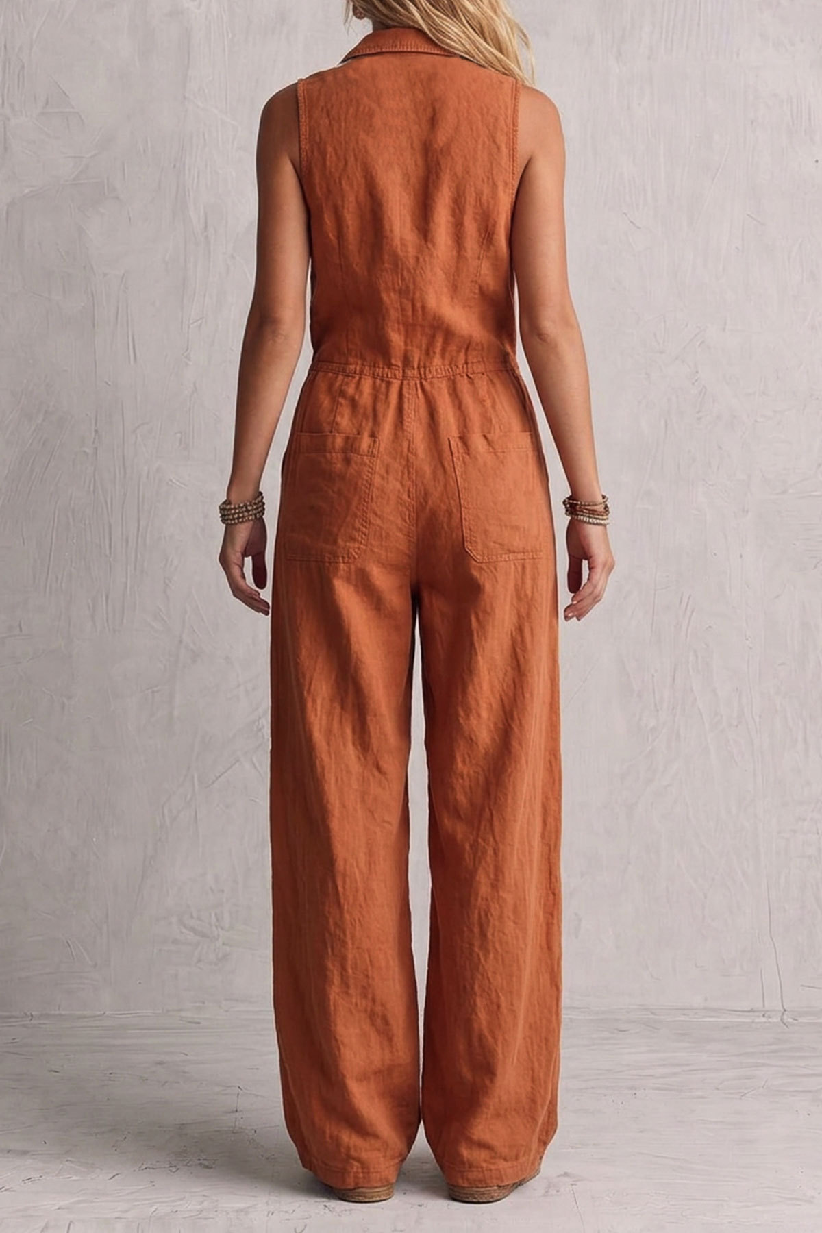 Claire Plunge Neck Button Pocket Jumpsuit 