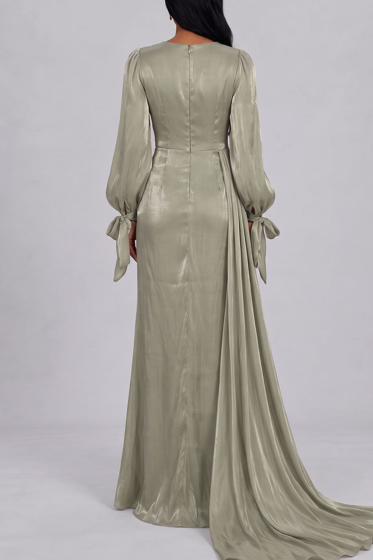 Clarissa Tie Up Satin Ruched Maxi Dress