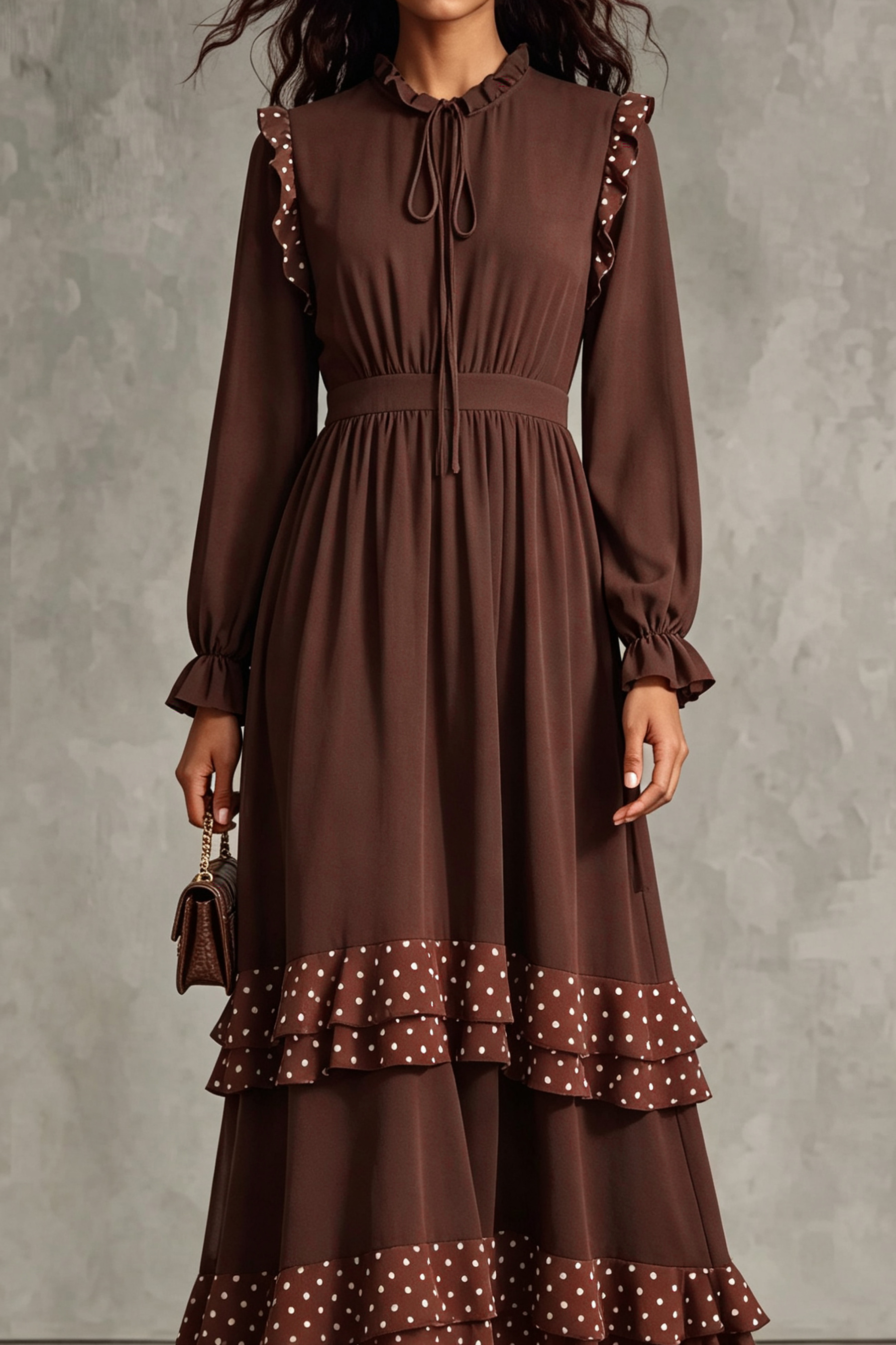 Cleo Polka Dot Ruffle Hem Maxi Dress