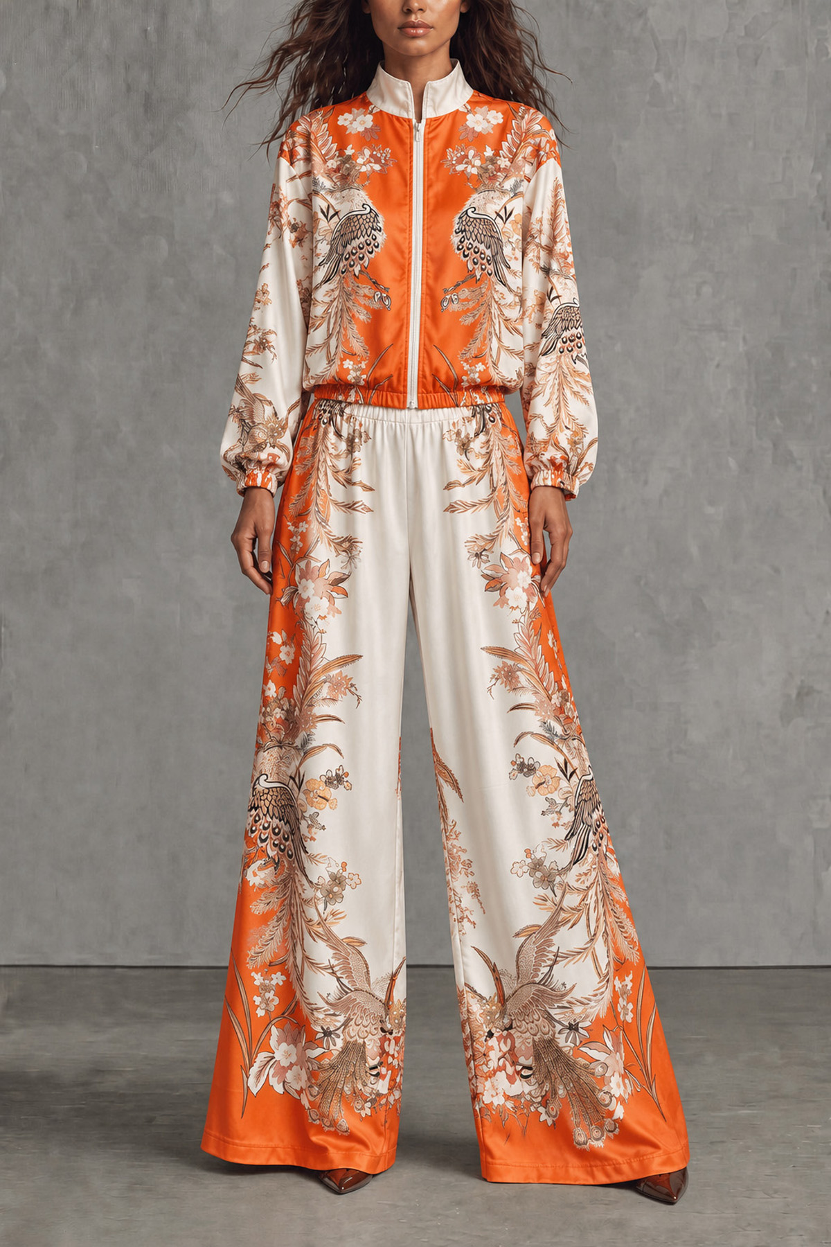 Cressida Floral Print Zipper Pants Set