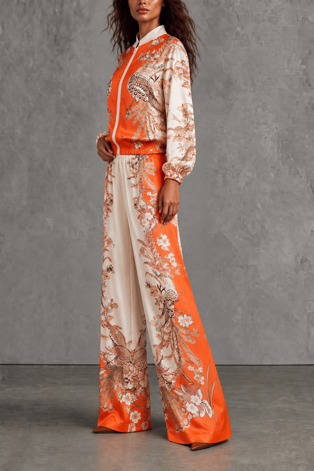 Cressida Floral Print Zipper Pants Set