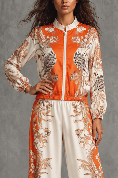 Cressida Floral Print Zipper Pants Set