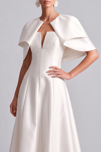 Cynthia Cape Satin A‑Line Maxi Dress