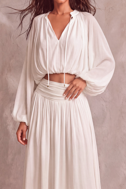 Dahlia Ruched Tie Up Mesh Skirt Set