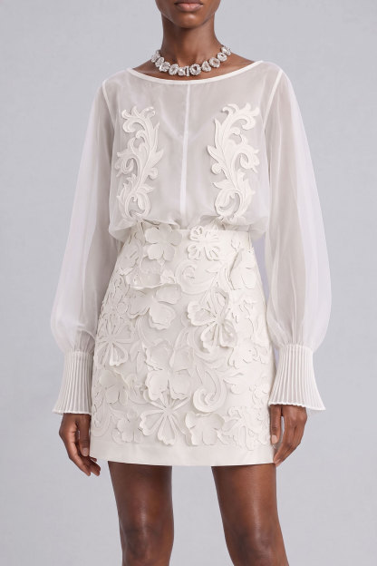 Daniela Embroidered Flower Skirt Set