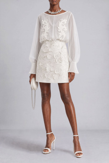 Daniela Embroidered Flower Skirt Set