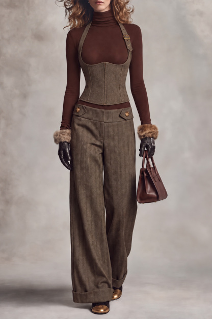 Daria Halter Neck Zipper Pants Set