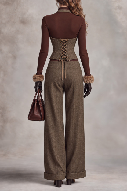 Daria Halter Neck Zipper Pants Set