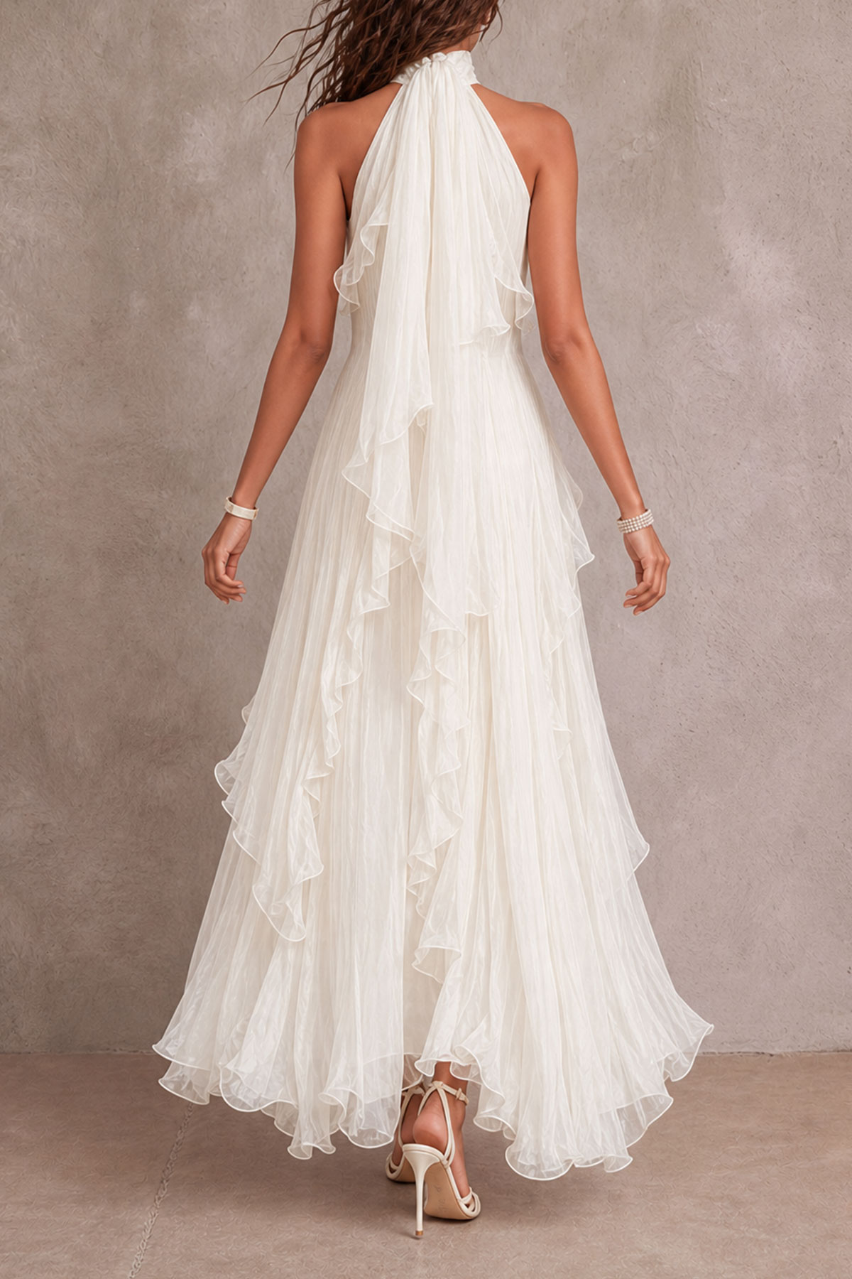 Davina Ruffled Layers Slit Midi Dress