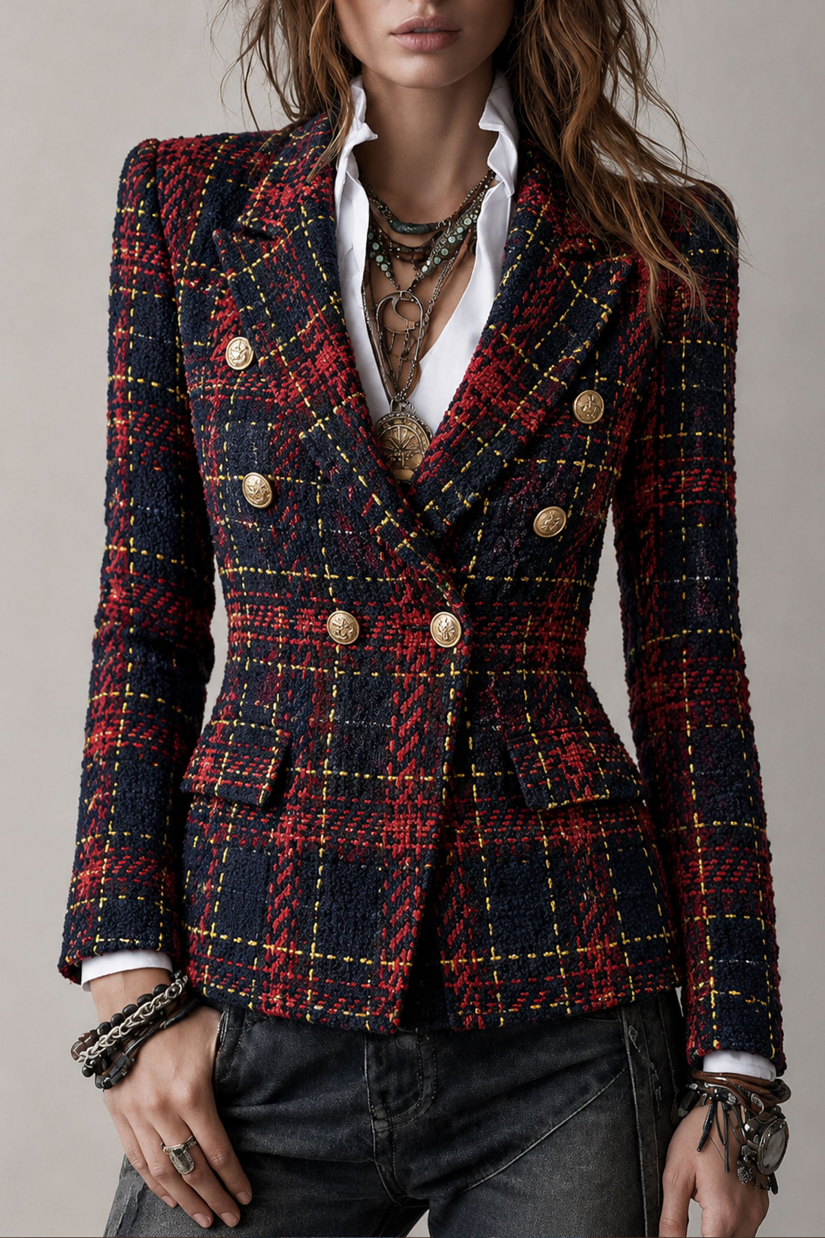 Delyth Lapel Collar Button Blazer