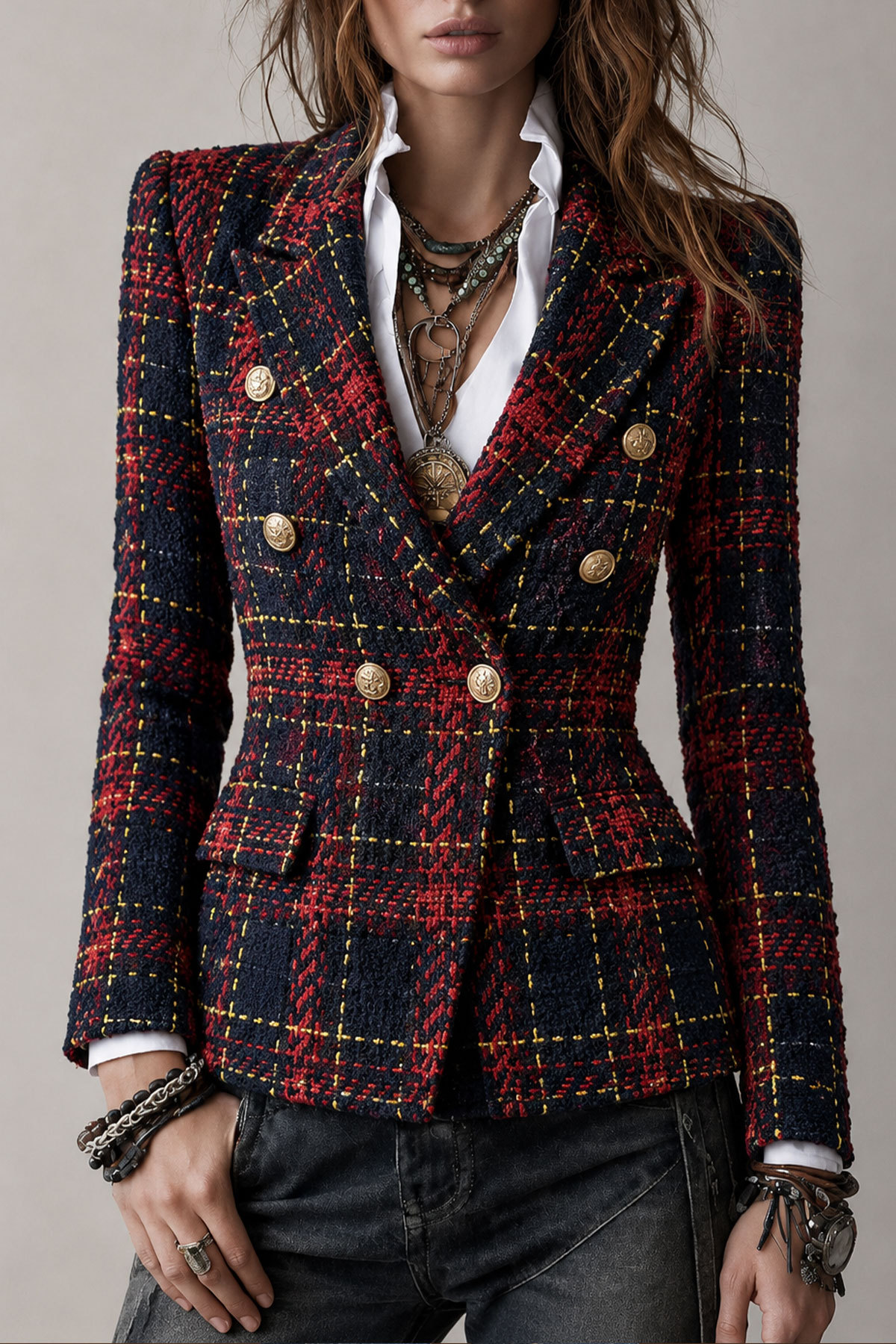 Delyth Lapel Collar Button Blazer