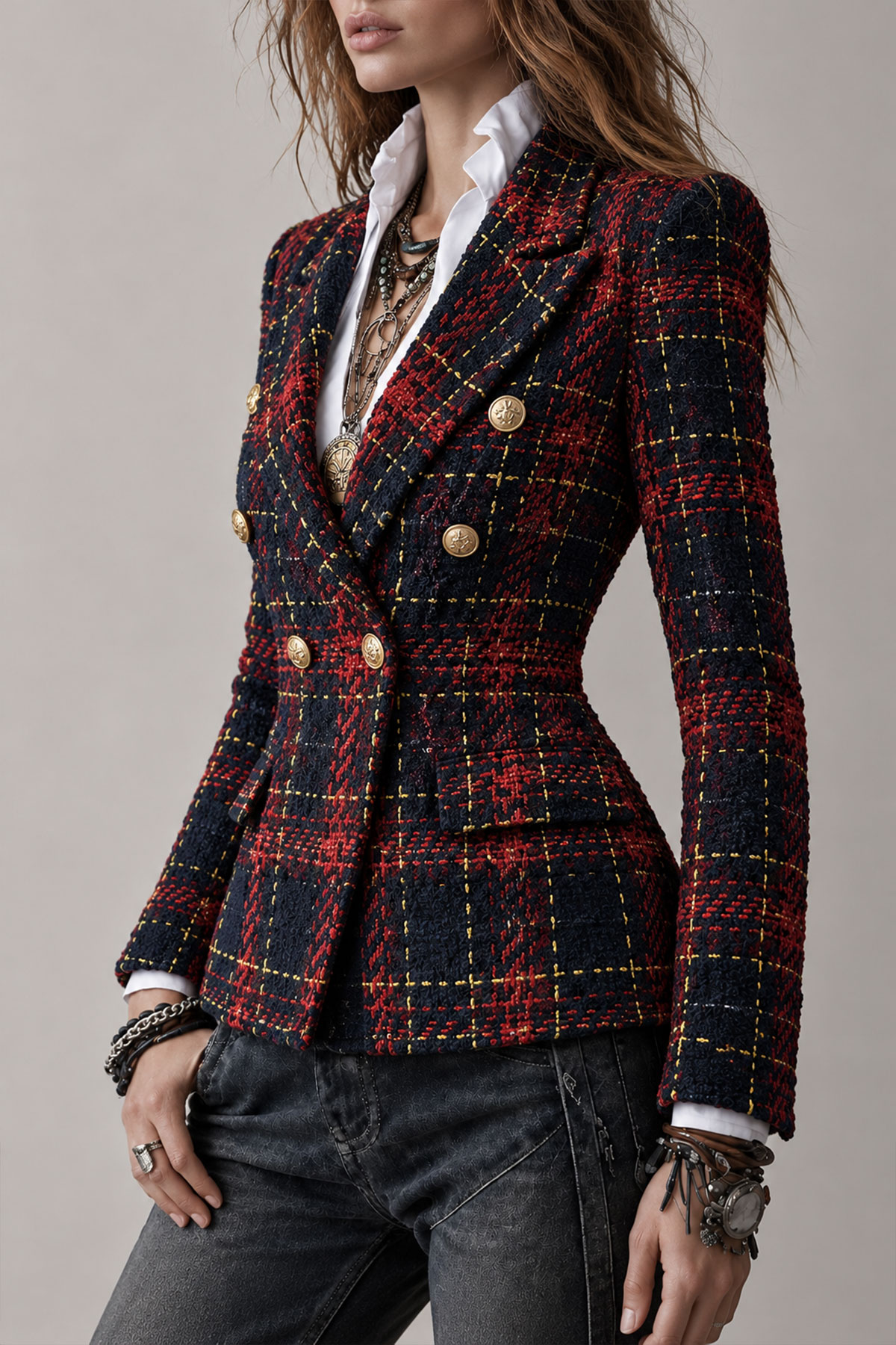 Delyth Lapel Collar Button Blazer