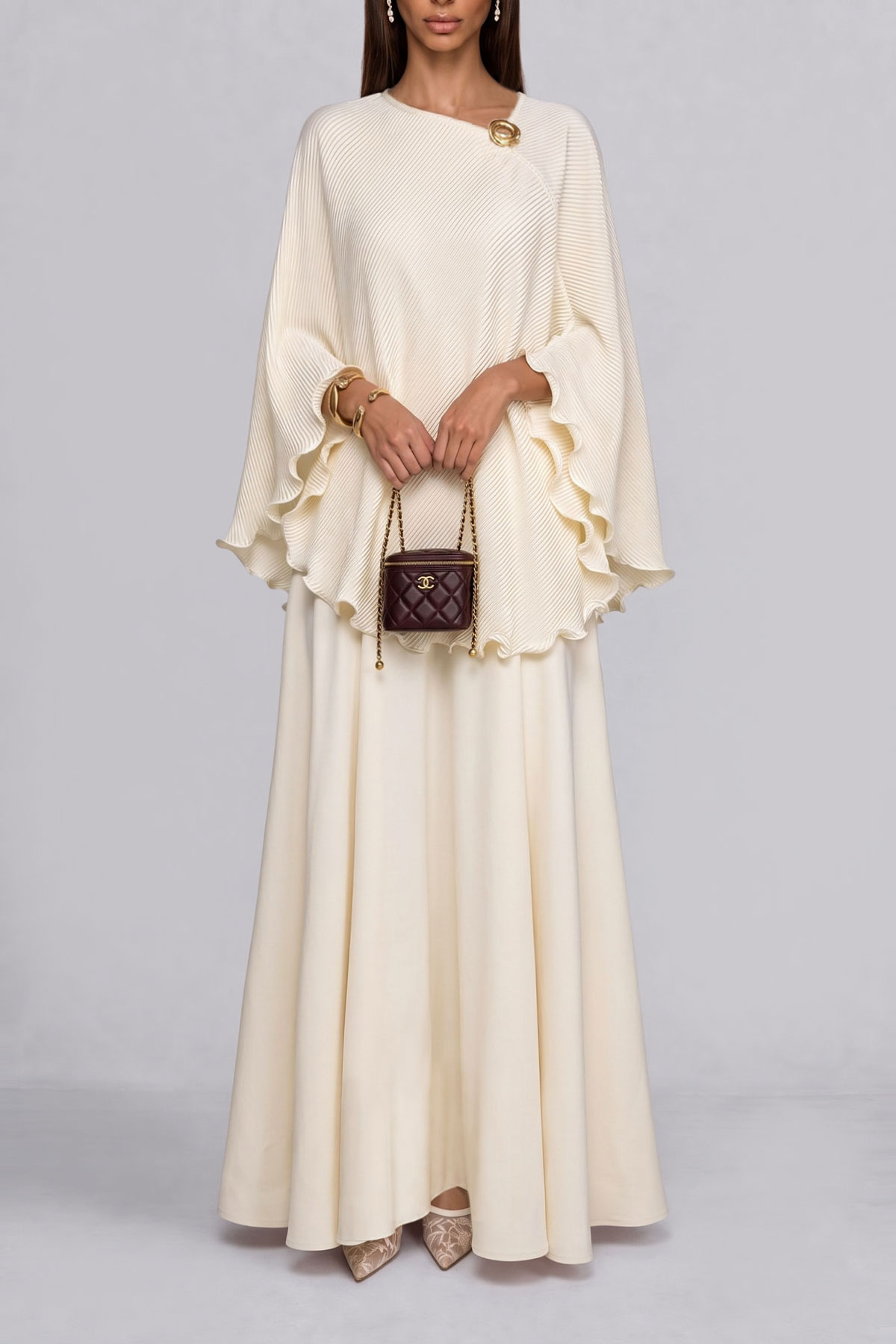 Elaina Pleated Asymmetrical Skirt Set