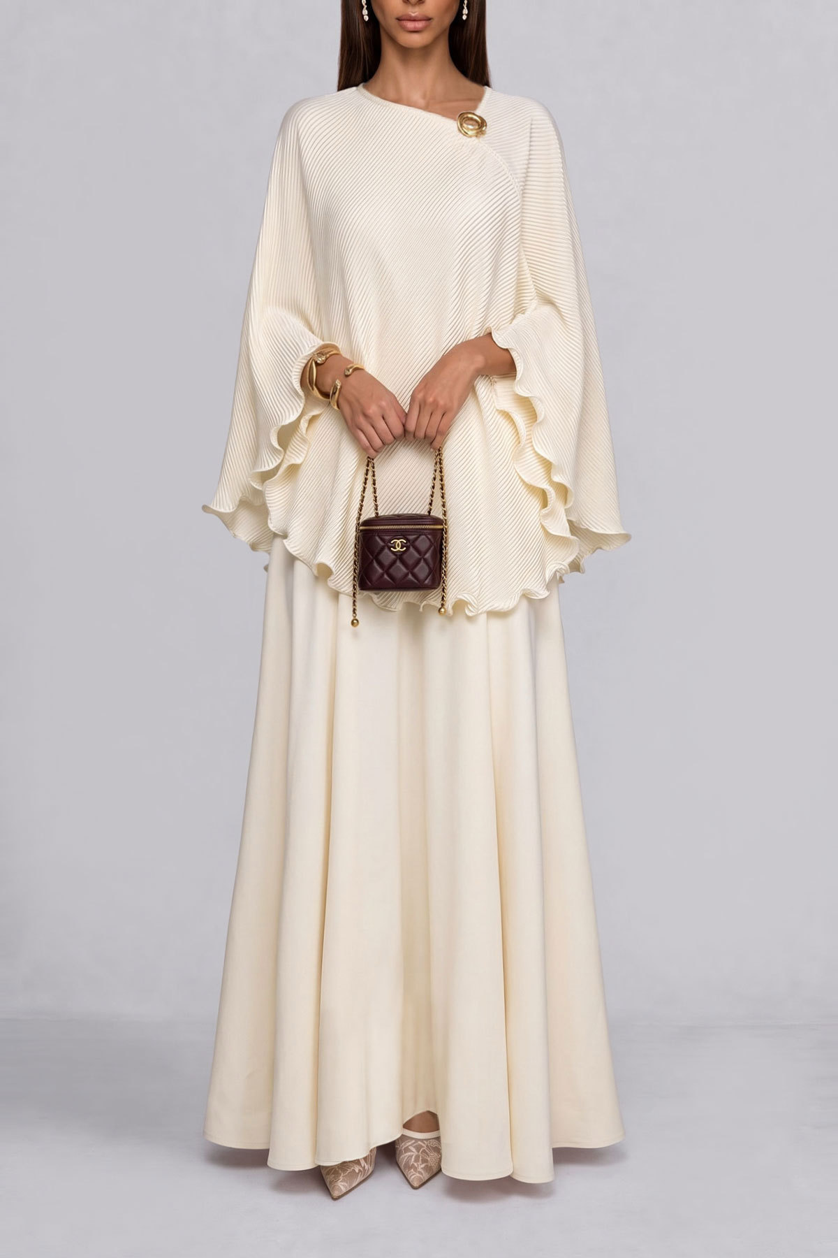 Elaina Pleated Asymmetrical Skirt Set