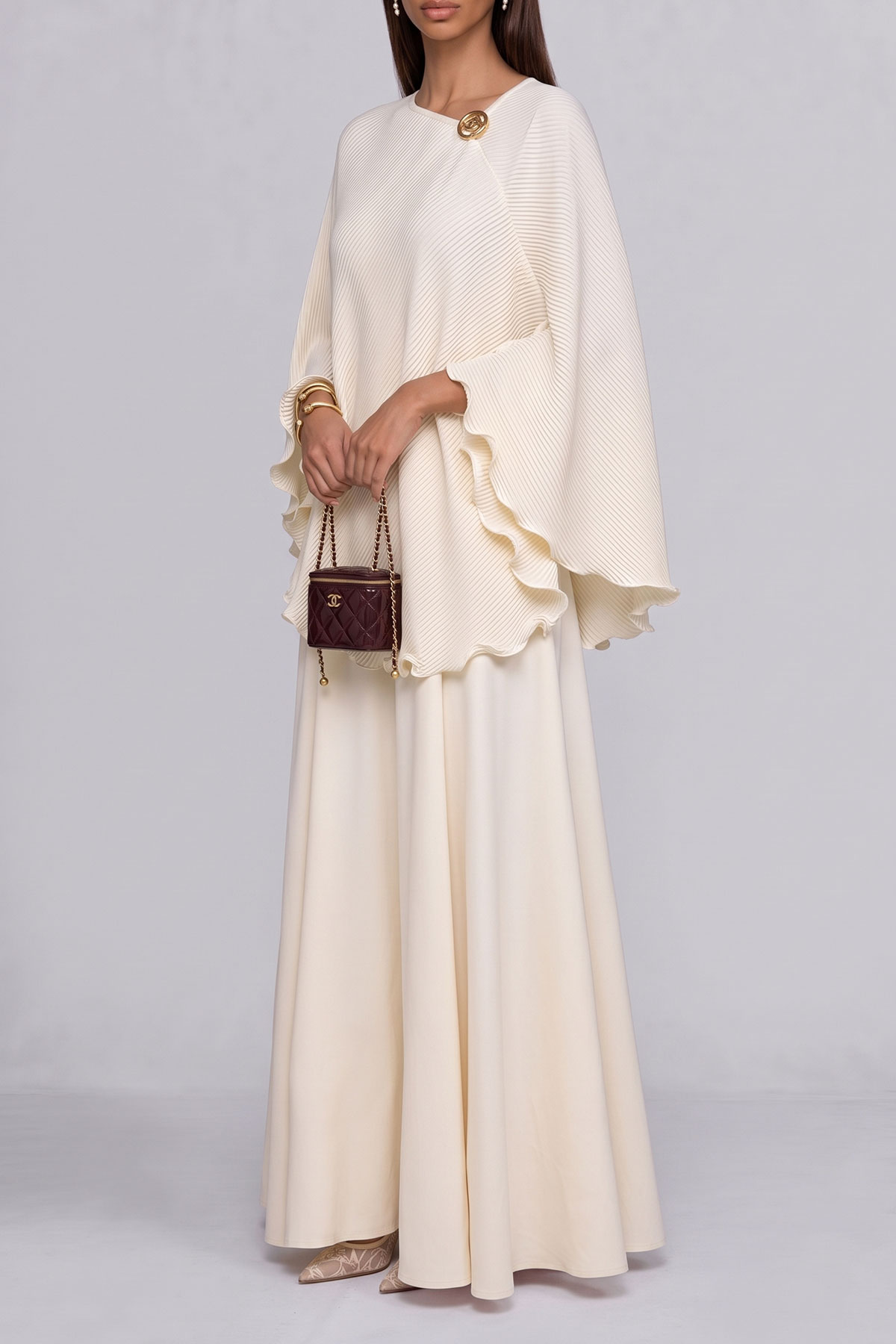 Elaina Pleated Asymmetrical Skirt Set