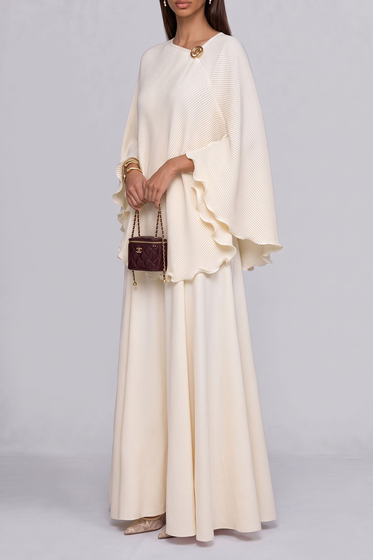 Elaina Pleated Asymmetrical Skirt Set