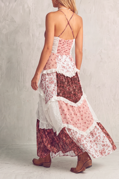 Elise Patchwork Floral Maxi Dress