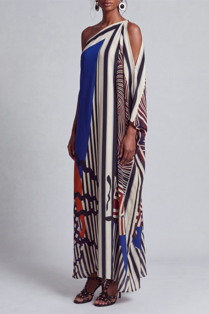 Elissa One Shoulder Print Midi Dress