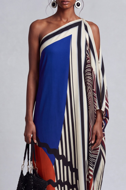 Elissa One Shoulder Print Midi Dress