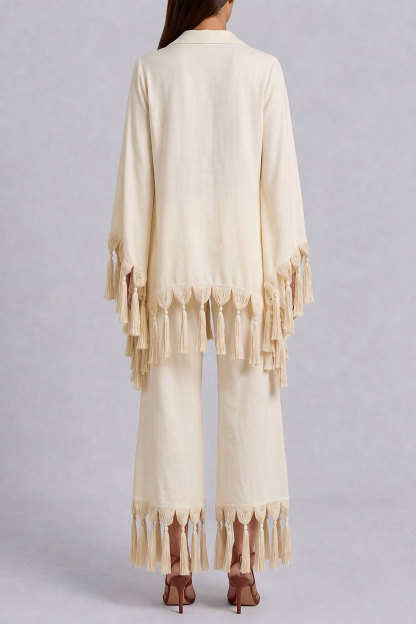 Ella Batwing Sleeve Fringe Pants Set