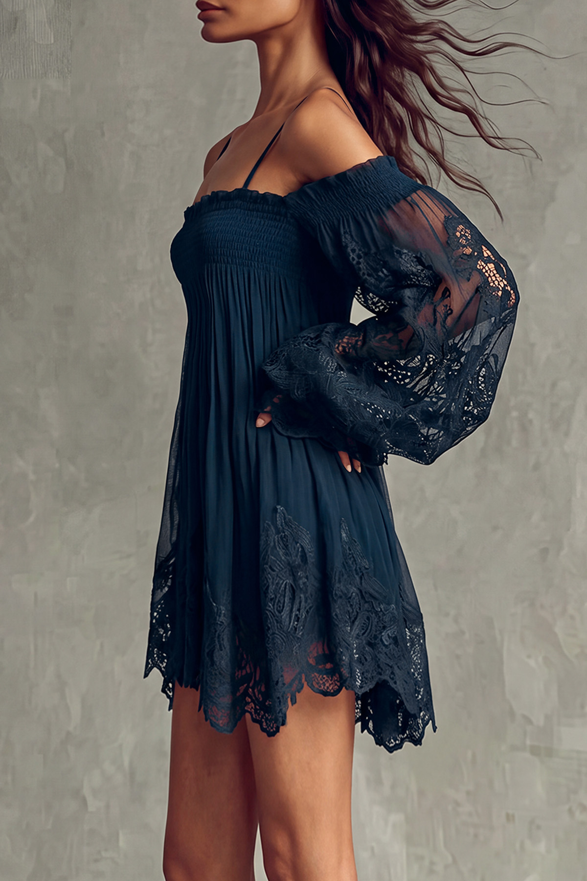 Eloria Spaghetti Lace Mini Dress