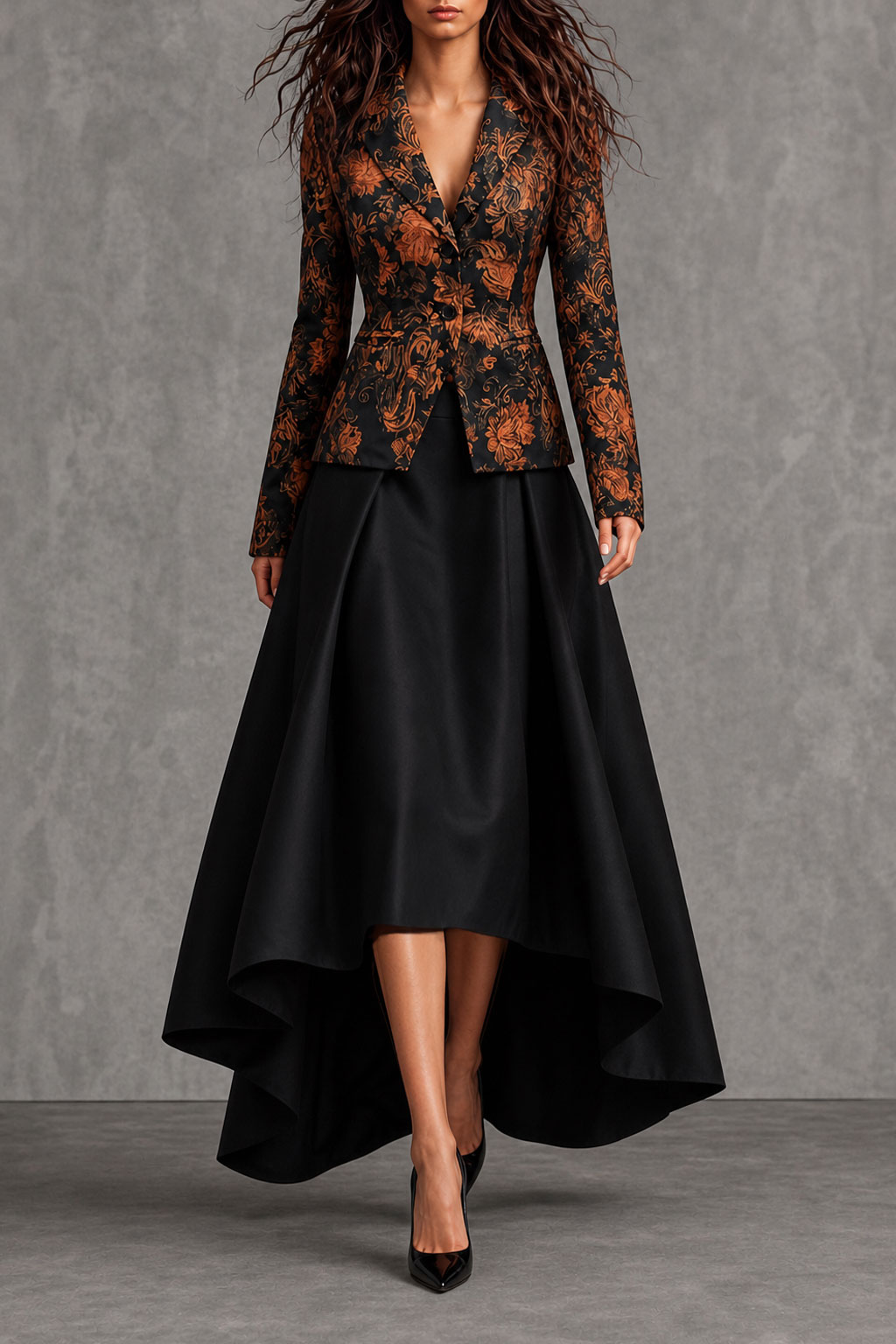 Elsinore Long Sleeve Floral Buttons Blazer