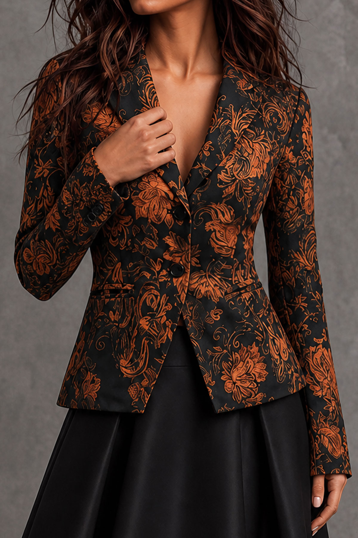 Elsinore Long Sleeve Floral Buttons Blazer