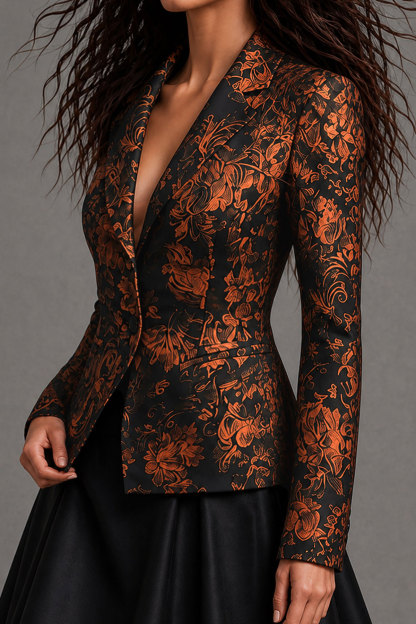 Elsinore Long Sleeve Floral Buttons Blazer