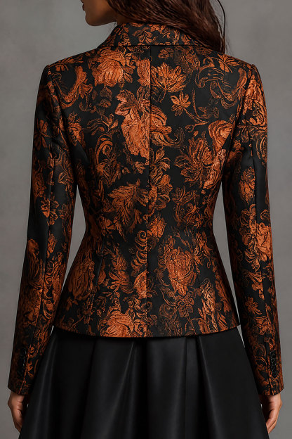 Elsinore Long Sleeve Floral Buttons Blazer