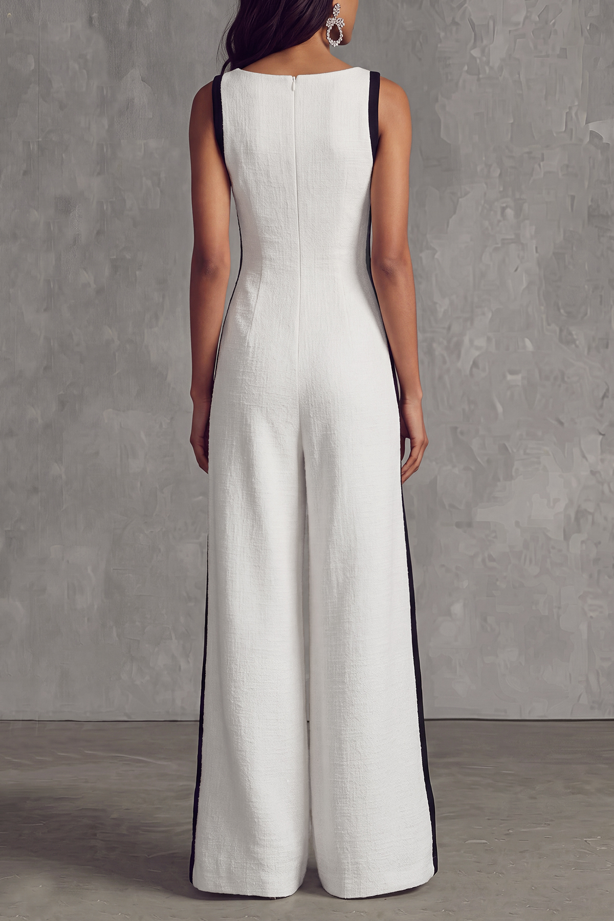 Elyvara Plunge Neck Wide Leg Jumpsuit 