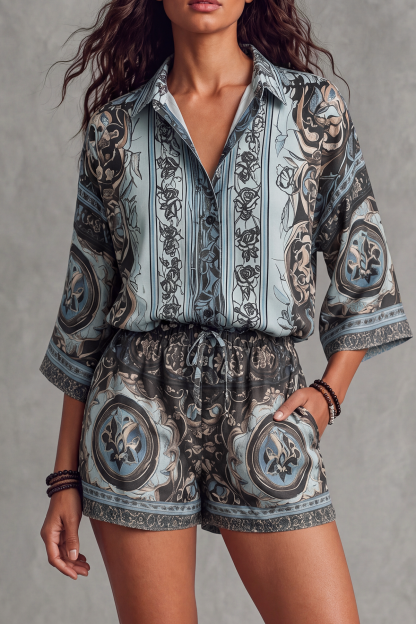 Esmara Batwing Sleeve Print Shorts Set