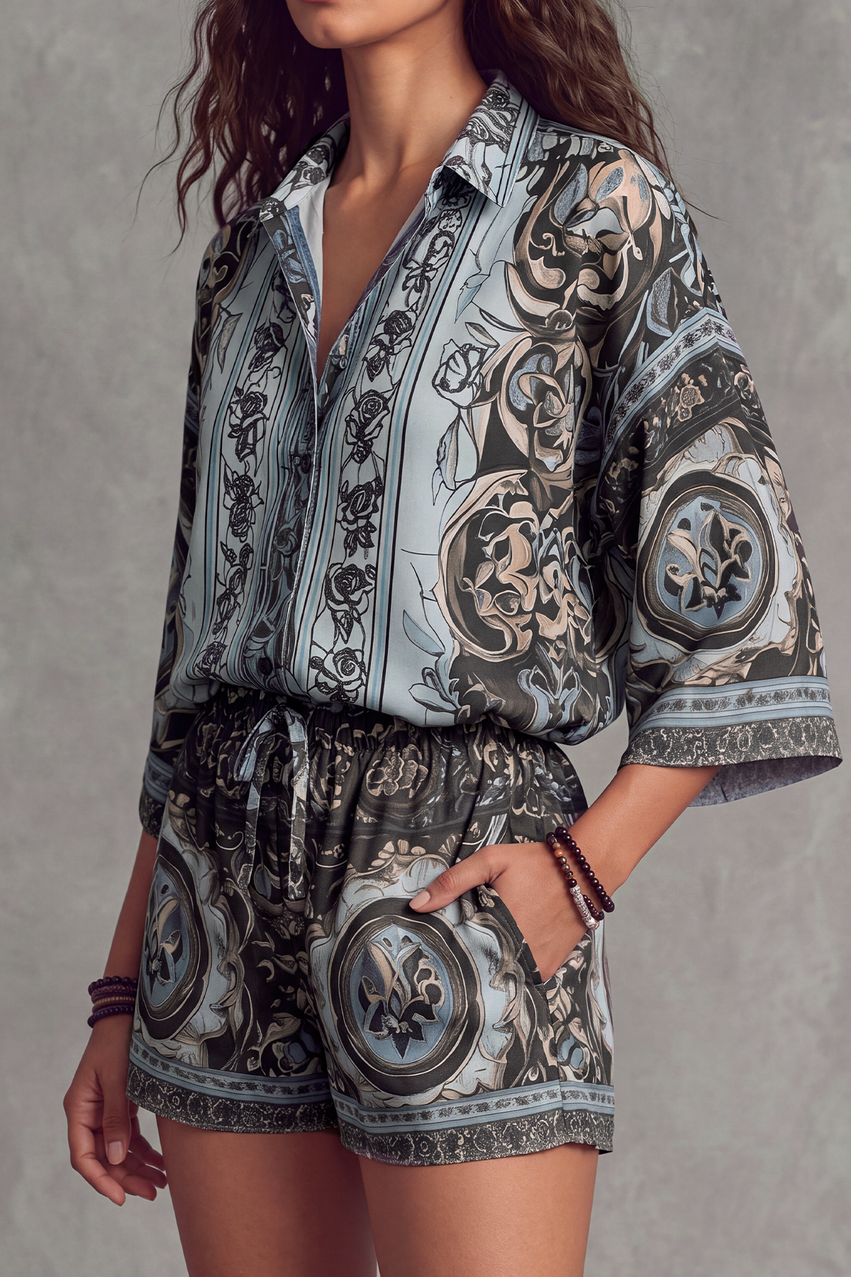 Esmara Batwing Sleeve Print Shorts Set