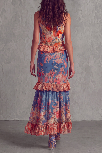 Evarith Floral Tiered Ruffle Maxi Dress