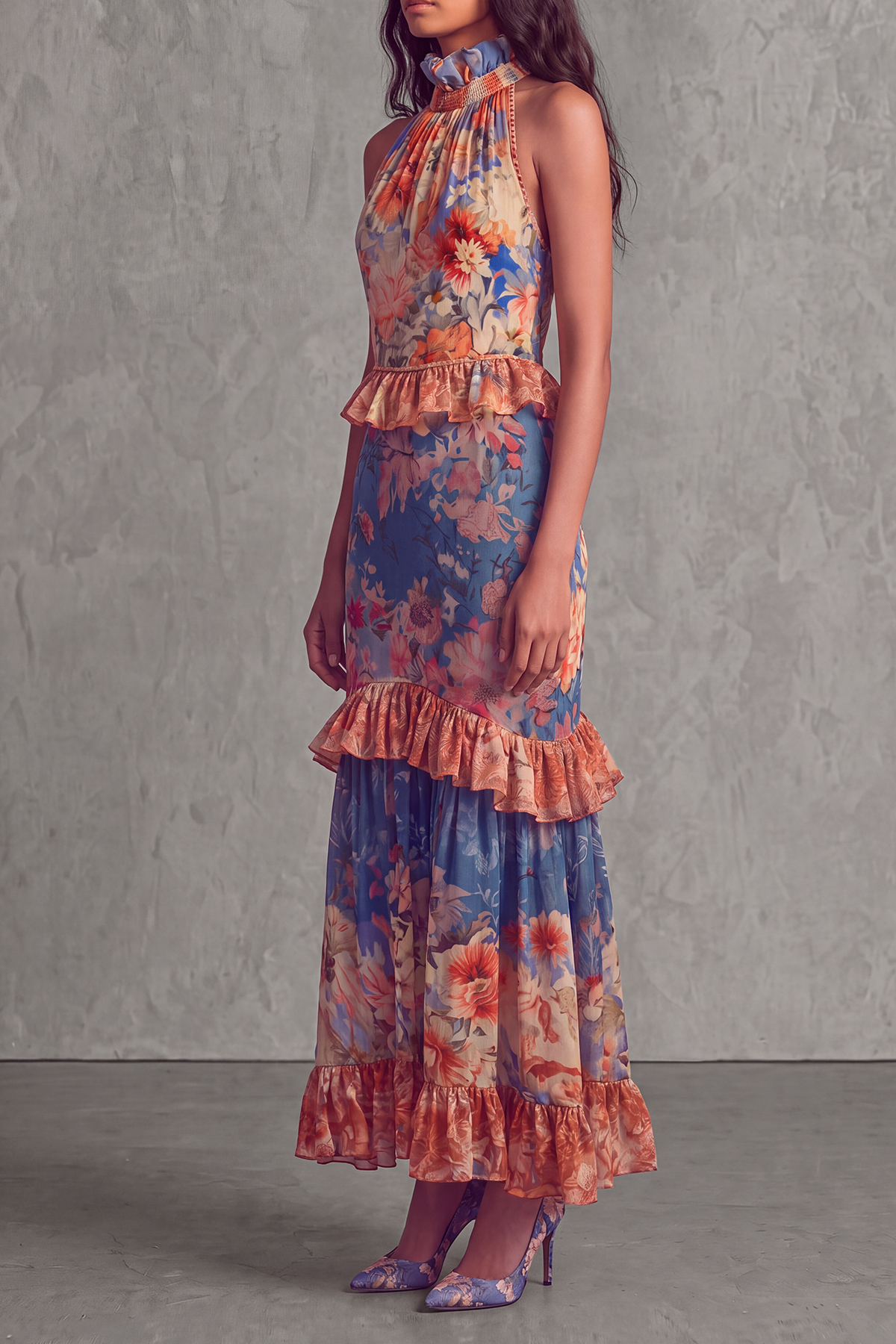 Evarith Floral Tiered Ruffle Maxi Dress