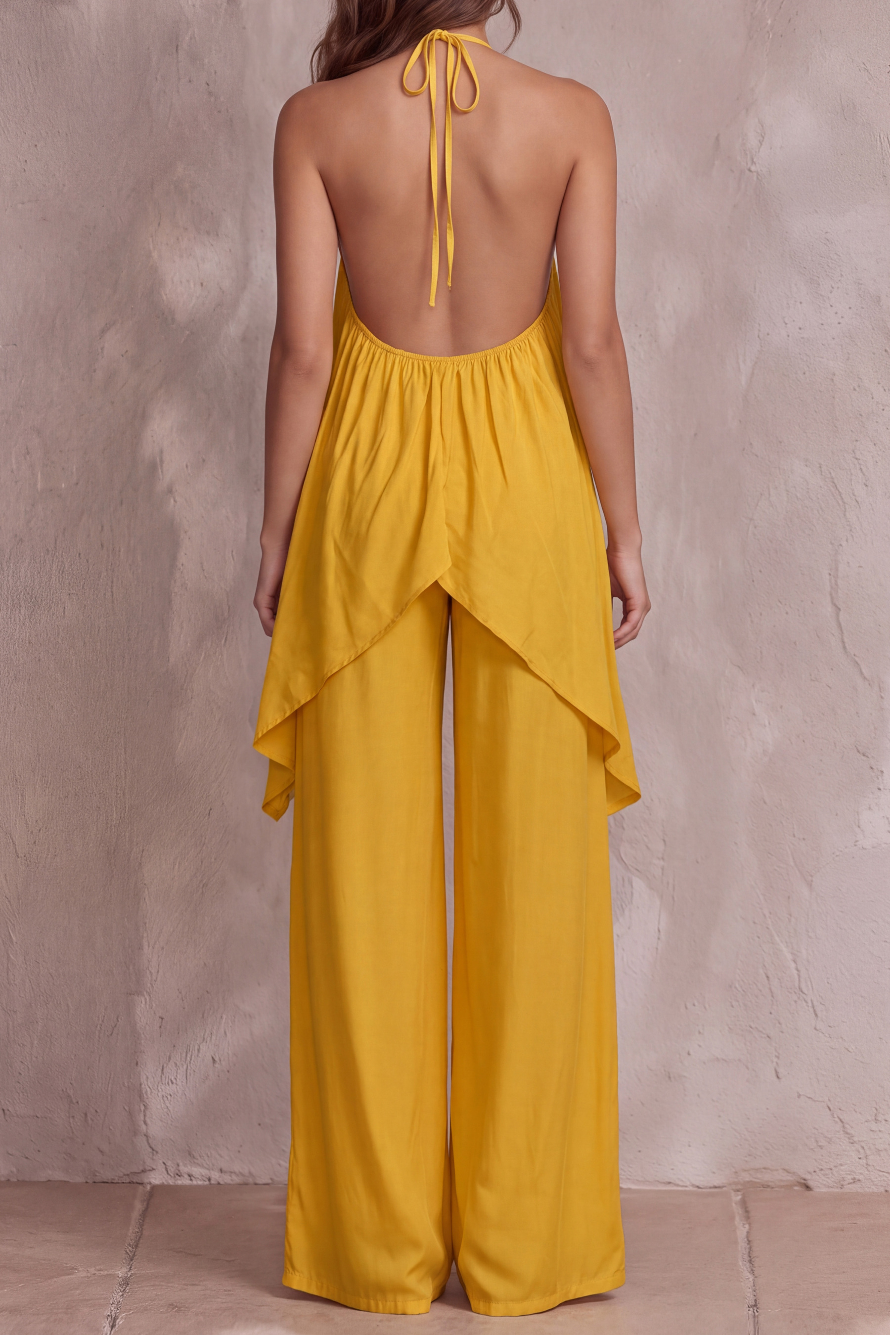 Everly Halter Neck Asymmetrical Pants Set