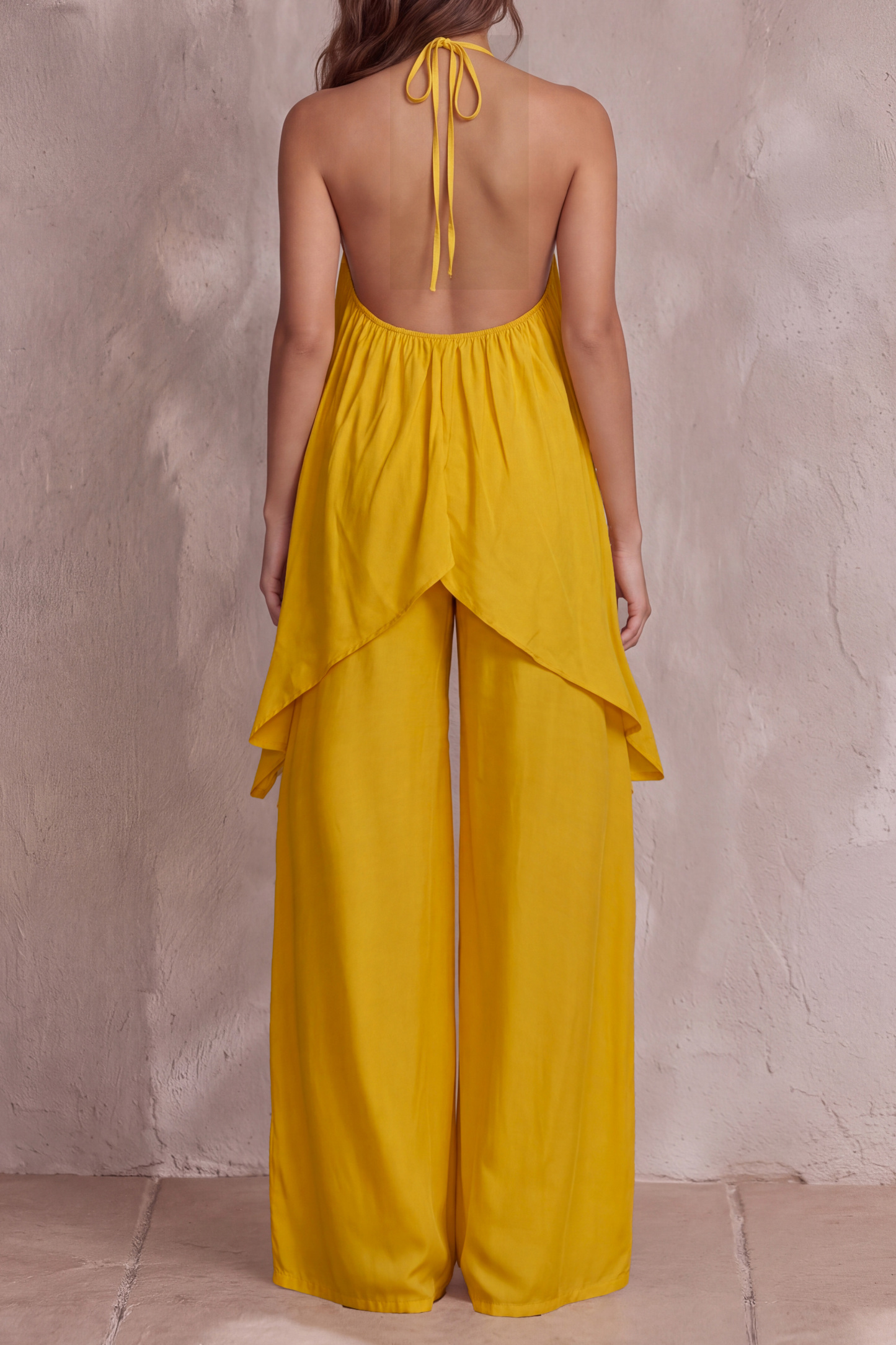 Everly Halter Neck Asymmetrical Pants Set