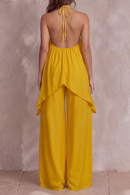 Everly Halter Neck Asymmetrical Pants Set