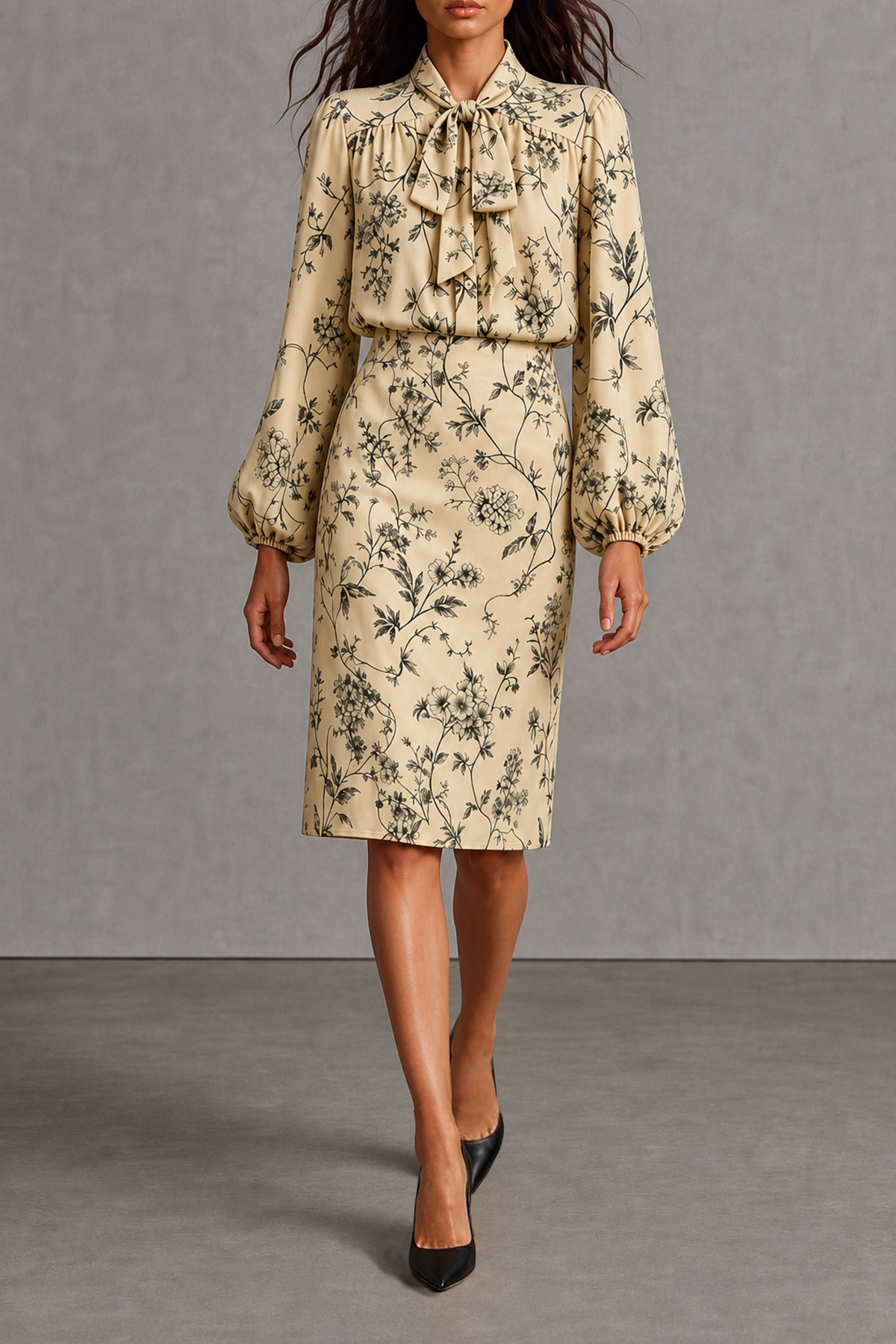 Evie Bow Tie Floral Print Skirt Set