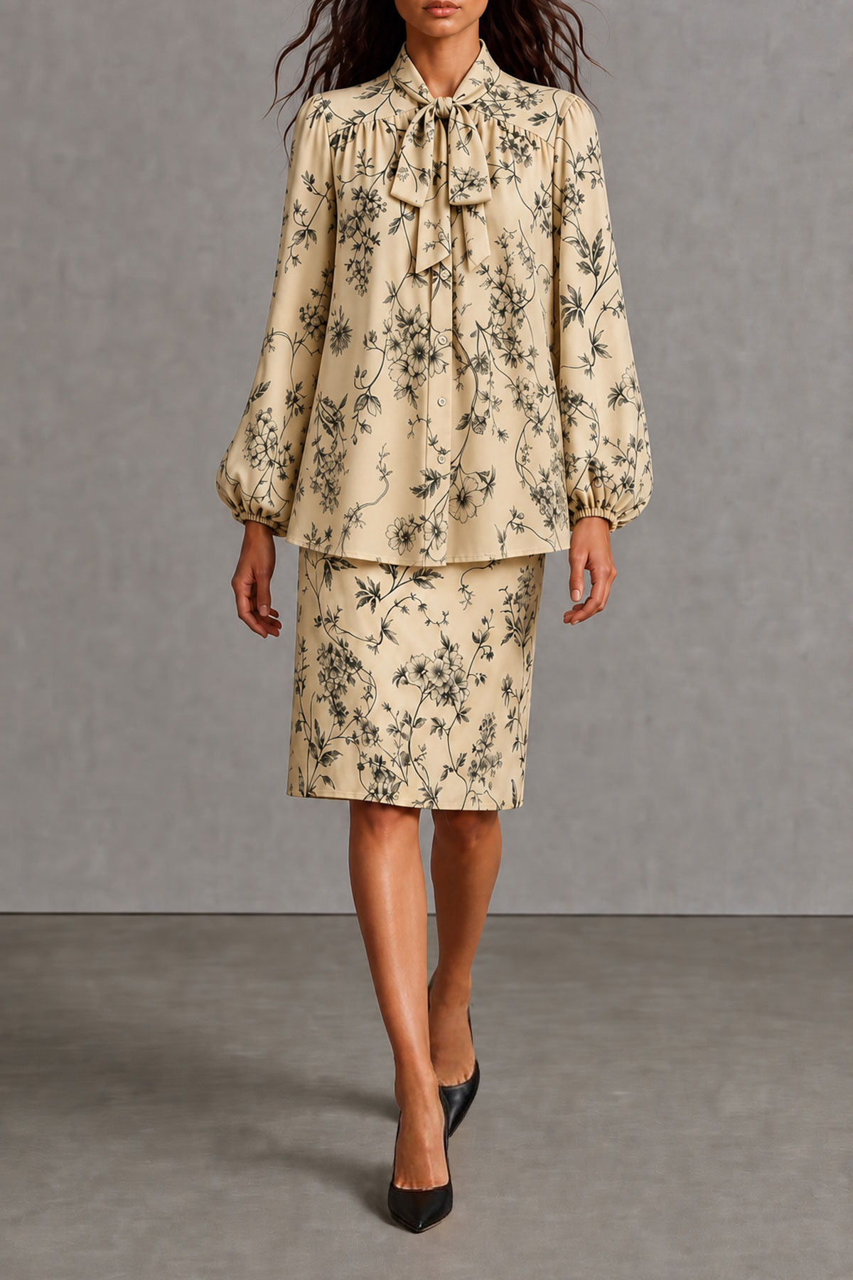 Evie Bow Tie Floral Print Skirt Set