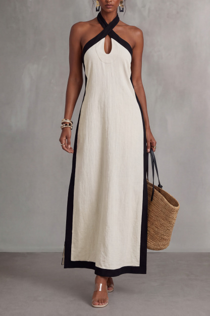 Fallon Halter Neck Cutout Slit Maxi Dress